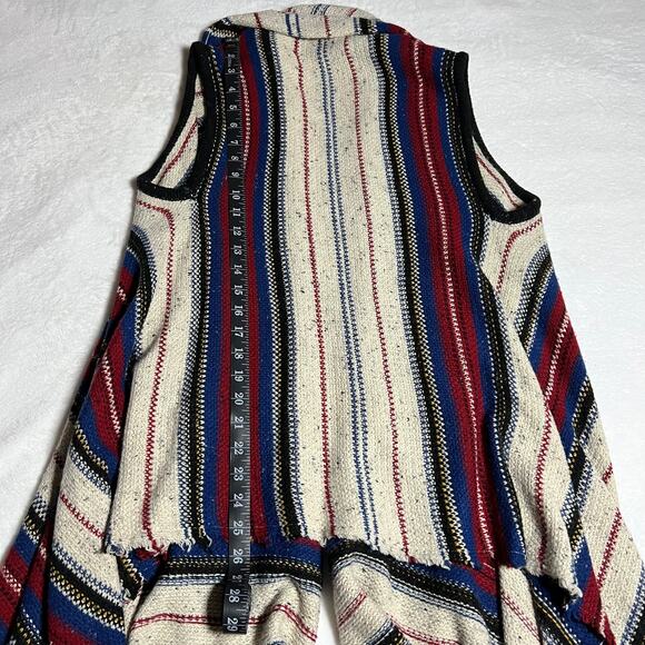 Sam Edelman Stripe Southwestern Elsie Vest Waterfall Hem Shawl Size Small Boho - Picture 5 of 8